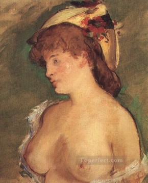 150の主題の芸術作品 Painting - 裸の胸を持つ金髪の女性 印象派 エドゥアール・マネ